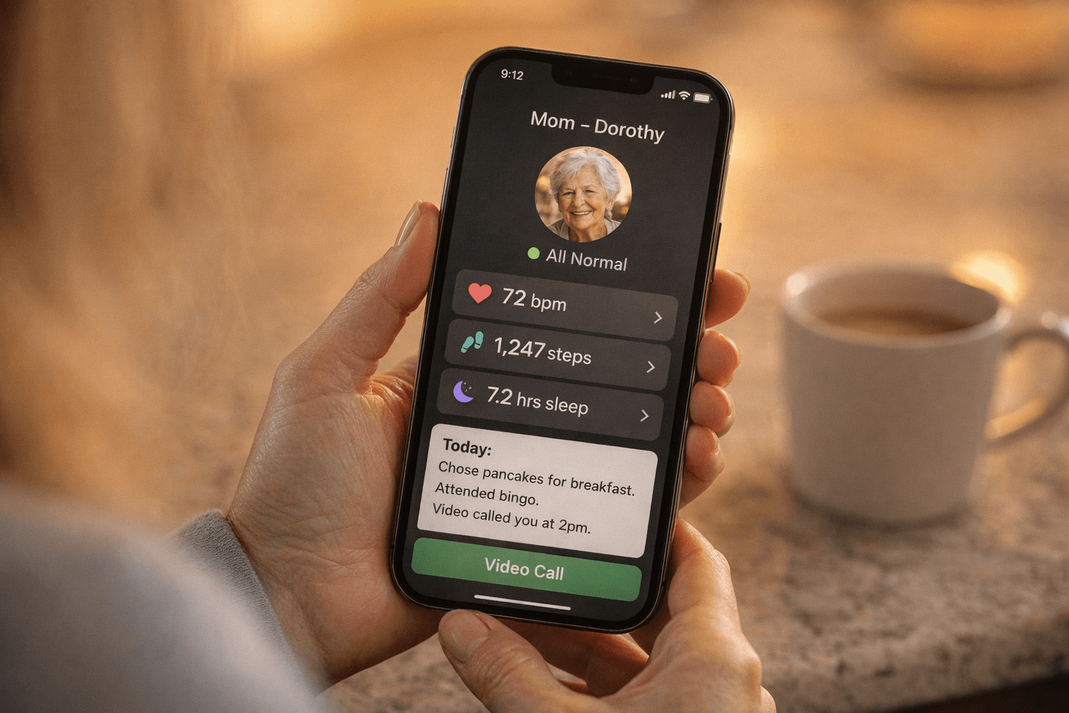 Vantedge Family App showing daily summary